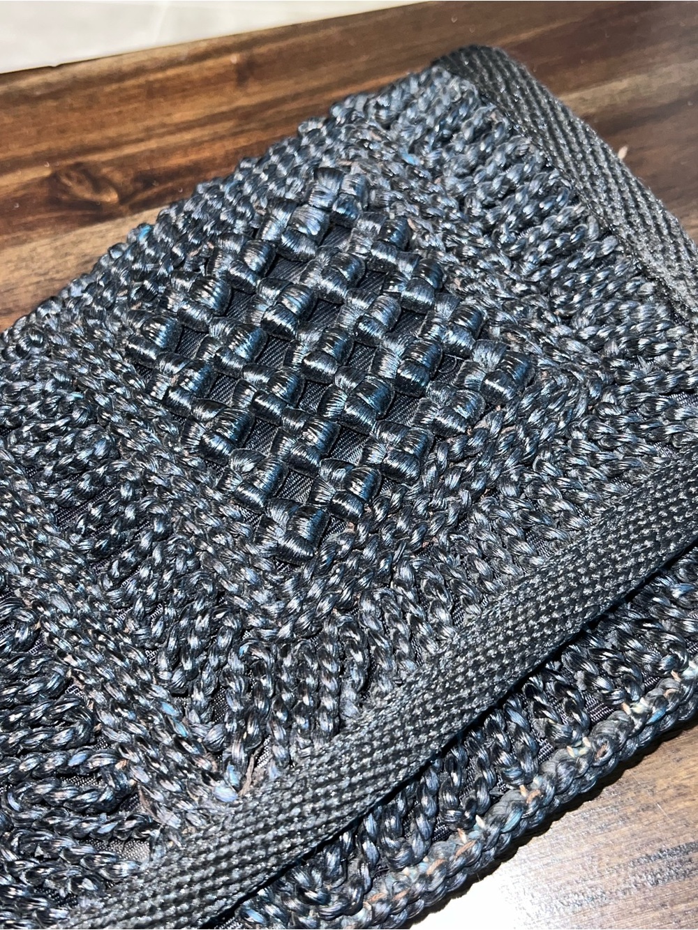 Vintage Maas Brothers Florida Woven Black Clutch Bag Made in Italy Boho - Picture 14 of 14